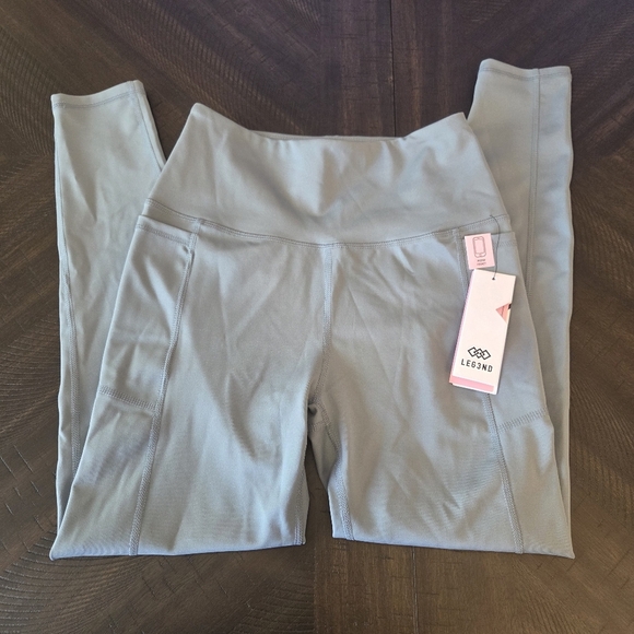 LEG3ND Women's Small High-Waist Pocket Leggings L40363ST/COBL - Light Sage Green - Picture 5 of 12